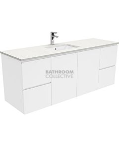 Fienza - Sarah Crystal Pure Wall Hung Vanity, Stone Top, White Gloss Fingerpull 1500mm 1 Tap Hole