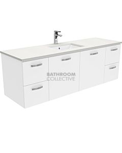 Fienza - Sarah Crystal Pure Wall Hung Vanity, Stone Top, White Gloss 1500mm 1 Tap Hole