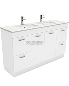 Fienza - Sarah Crystal Pure Freestanding Vanity Double Bowl, Stone Top, White Gloss 1500mm 1 Tap Hole
