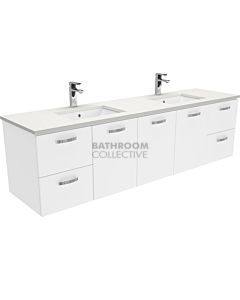 Fienza - Sarah Crystal Pure Wall Hung Vanity Double Bowl, Stone Top, White Gloss 1800mm 1 Tap Hole
