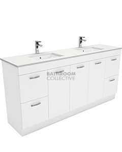 Fienza - Sarah Crystal Pure Freestanding Vanity Double Bowl, Stone Top, White Gloss 1800mm 1 Tap Hole