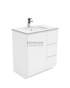 Fienza - Sarah Crystal Pure Freestanding Vanity Right Drawers, Stone Top, White Gloss Fingerpull 750mm 1 Tap Hole