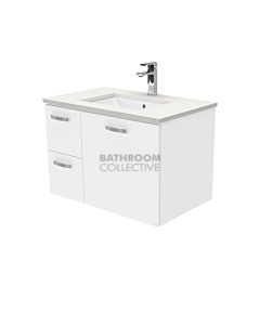 Fienza - Sarah Crystal Pure Wall Hung Vanity Left Drawers, Stone Top, White Gloss 750mm 1 Tap Hole