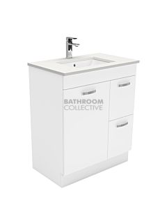 Fienza - Sarah Crystal Pure Freestanding Vanity Right Drawers, Stone Top, White Gloss 750mm 1 Tap Hole