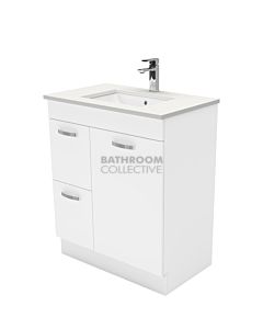 Fienza - Sarah Crystal Pure Freestanding Vanity Left Drawers, Stone Top, White Gloss 750mm 1 Tap Hole