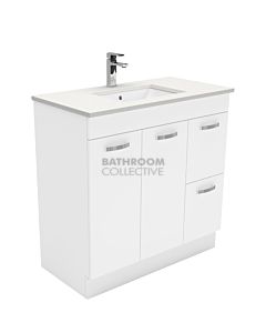 Fienza - Sarah Crystal Pure Freestanding Vanity Right Drawers, Stone Top, White Gloss 900mm 1 Tap Hole