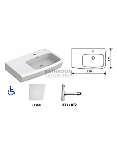 Gemini Industries - Lucca Shelf Assist LH with OF Disabled Basin with Bottle Trap