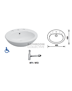 Gemini Industries - Avon Assist Disabled Semi Recessed Basin with Bottle Trap