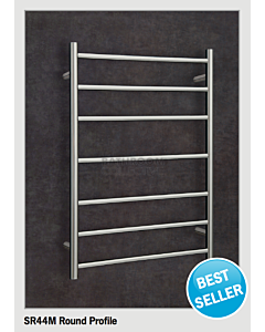 Thermorail -  Round Profile Heated Towel Rail POLISHED W600 x H800 x D122