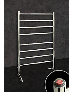 Thermorail - Freestanding Round Heated Towel Rail POLISHED W600 x H1080 x D300