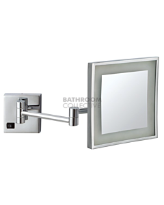 Ablaze - Square Wall Shaving/Make Up Mirror with Cool Light Exposed Wiring 3 x Magnification