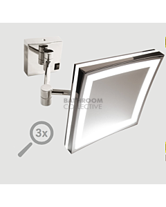 Ablaze - Square Wall Shaving/Make Up Mirror with Cool Light & Border Concealed Wiring 3 x Magnification
