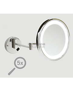 Ablaze - Round Wall Shaving/Make Up Mirror with Cool Light Concealed Wiring 5 x Magnification