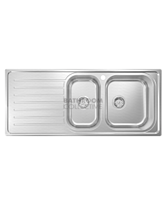 Abey - Euronox EUA180R Inset Right One & a Half Bowl Kitchen Sink with Drainer L1160 x W500mm
