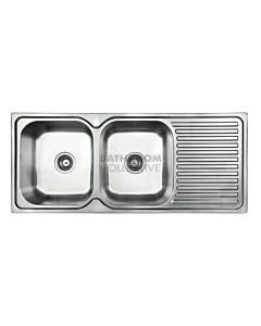 Abey - Entry EN200L Inset Double Left Bowl Kitchen Sink with Drainer L1140 x W480mm