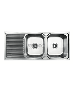 Abey - Entry EN200R Inset Double Right Bowl Kitchen Sink with Drainer L1140 x W480mm