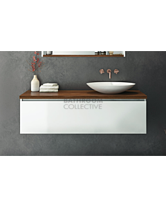 Rifco - Platinum Single Drawer Wall Hung Vanity 600mm Timber Top with Above Counter Ceramic Basin