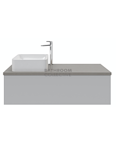 Rifco - Sleek Single Drawer Wall Hung Vanity 600mm Ceasarstone Top with Above Counter Ceramic Basin