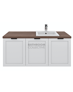 Rifco - Imperial Wall Hung Vanity 1200mm, Shaker Doors, Timber Top with Above Counter Ceramic Basin