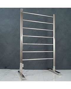 Radiant - Square 7 Bar Freestanding Heated Towel Ladder 1000H x 600W POLISHED STAINLESS