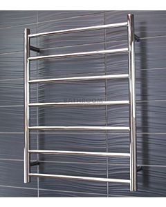 Radiant - Round 7 Bar Heated Towel Ladder 800H x 600W (right wiring) POLISHED STAINLESS