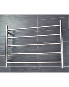 Radiant - Round 5 Bar Heated Towel Ladder 550H x 750W (left wiring) POLISHED STAINLESS