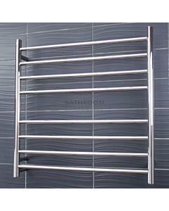 Radiant - Round 8 Bar Heated Towel Ladder 750H x 750W (left wiring) POLISHED STAINLESS