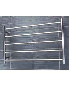 Radiant - Round 5 Bar Heated Towel Ladder 600H x 950W (left wiring) POLISHED STAINLESS