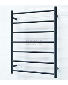Radiant - Round 7 Bar Heated Towel Ladder 800H x 600W (right wiring) MATTE BLACK