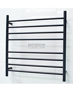 Radiant - Round 8 Bar Heated Towel Ladder 750H x 750W (right wiring) MATTE BLACK
