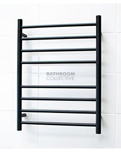 Radiant - Round 8 Bar Heated Towel Ladder 700H x 530W (right wiring) MATTE BLACK