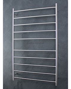Radiant - Round 10 Bar Heated Towel Ladder 1200H x 750W (left wiring) BRUSHED STAINLESS