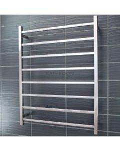 Radiant - Square 8 Bar Heated Towel Ladder 1000H x 800W (left wiring) POLISHED STAINLESS