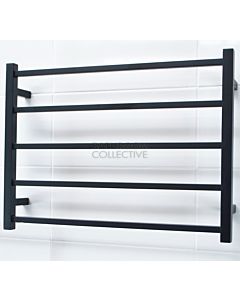 Radiant - Square 5 Bar Heated Towel Ladder 550H x 750W (right wiring) MATTE BLACK