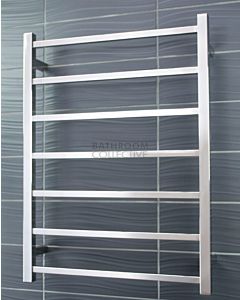 Radiant - Square 7 Bar Heated Towel Ladder 830H x 700W (left wiring) BRUSHED STAINLESS