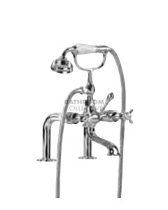 Astra Walker - Edwardian Exposed Hob Mounted Bath Tap Set with Handshower, Cross Handle CHROME A52.21