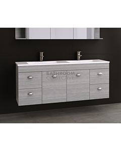 Timberline - Bargo 1500mm Wall Hung Vanity with Double Basin Dolomite Matte Top