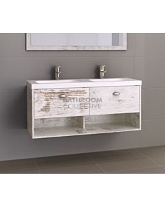 Timberline - Kansas 1200mm Wall Hung Vanity with Double Rectangle Basin Sculptured Marble Top