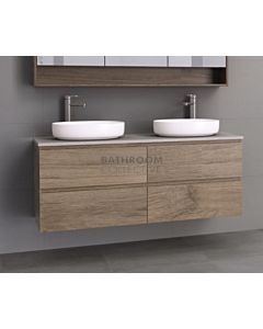 Timberline - Oxbow 1500mm Wall Hung Vanity with 20mm Meganite Top and Ceramic Above Counter Double Basin