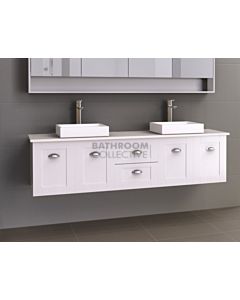 Timberline - Victoria 1800mm Wall Hung Vanity with 20mm Meganite Top and Double Ceramic Above Counter Basin