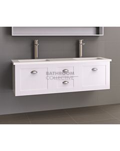 Timberline - Victoria 1500mm Wall Hung Vanity with 20mm Meganite Top and Double Ceramic Under Counter Basin