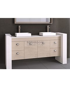 Timberline - Wall to Wall 1400mm-1900mm Wall Hung Vanity with Double Basin and 20mm Meganite Top
