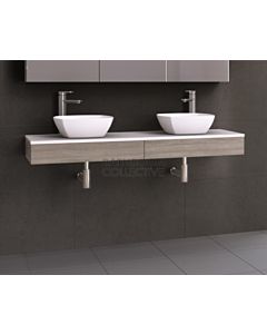 Timberline - Splice 1500mm Wall Hung Vanity with Stone, Freestyle or Meganite Top and Double Ceramic Basin