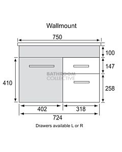 Marquis - Torino2 750mm Wall Mounted Vanity with Moulded Single Basin Top