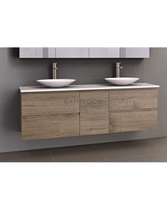 Timberline - Marshall 1800mm Wall Hung Vanity with 20mm Meganite Top and Ceramic Above Counter Double Basin