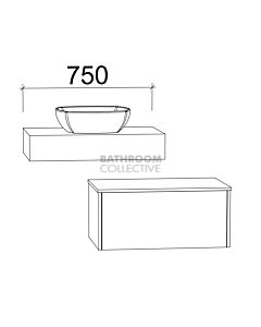 Timberline - Milan 750mm Wall Hung Vanity with Laminate Slab Top with Ceramic Basin