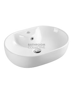 Collections - Evea 600mm White Round Counter Top Basin with Mixer Hole 
