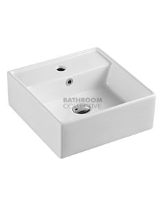 Collections - Vento 410mm White Square Wall Hung Basin with Tap Hole 
