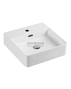 Collections - Vento 420mm White Square Wall Hung Basin with Tap Hole