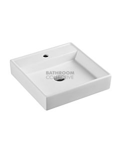 Collections - Vento 445mm White Square Wall Hung Basin with Tap Hole 